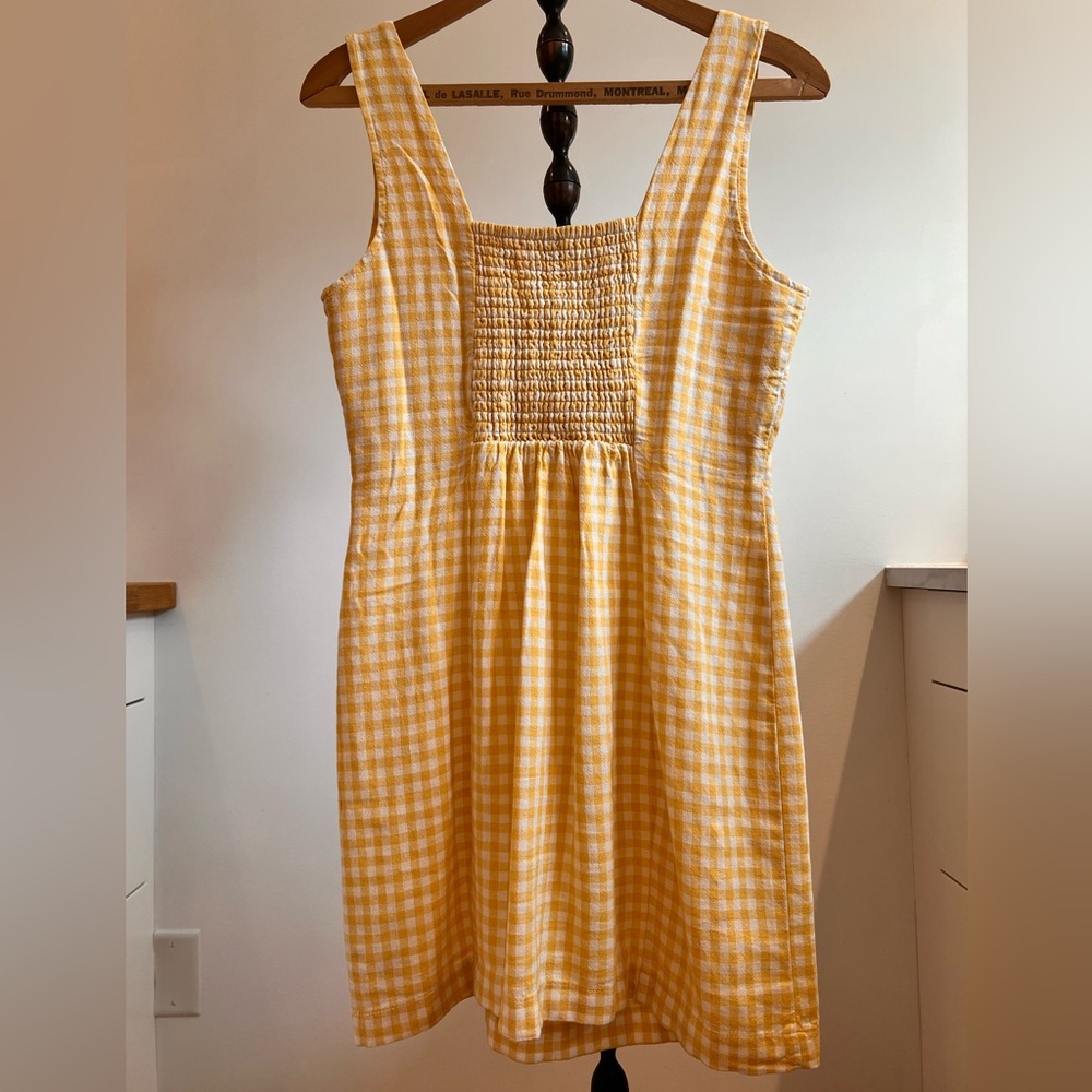 Old Navy Yellow Checkered Midi Dress - Picture 4 of 4